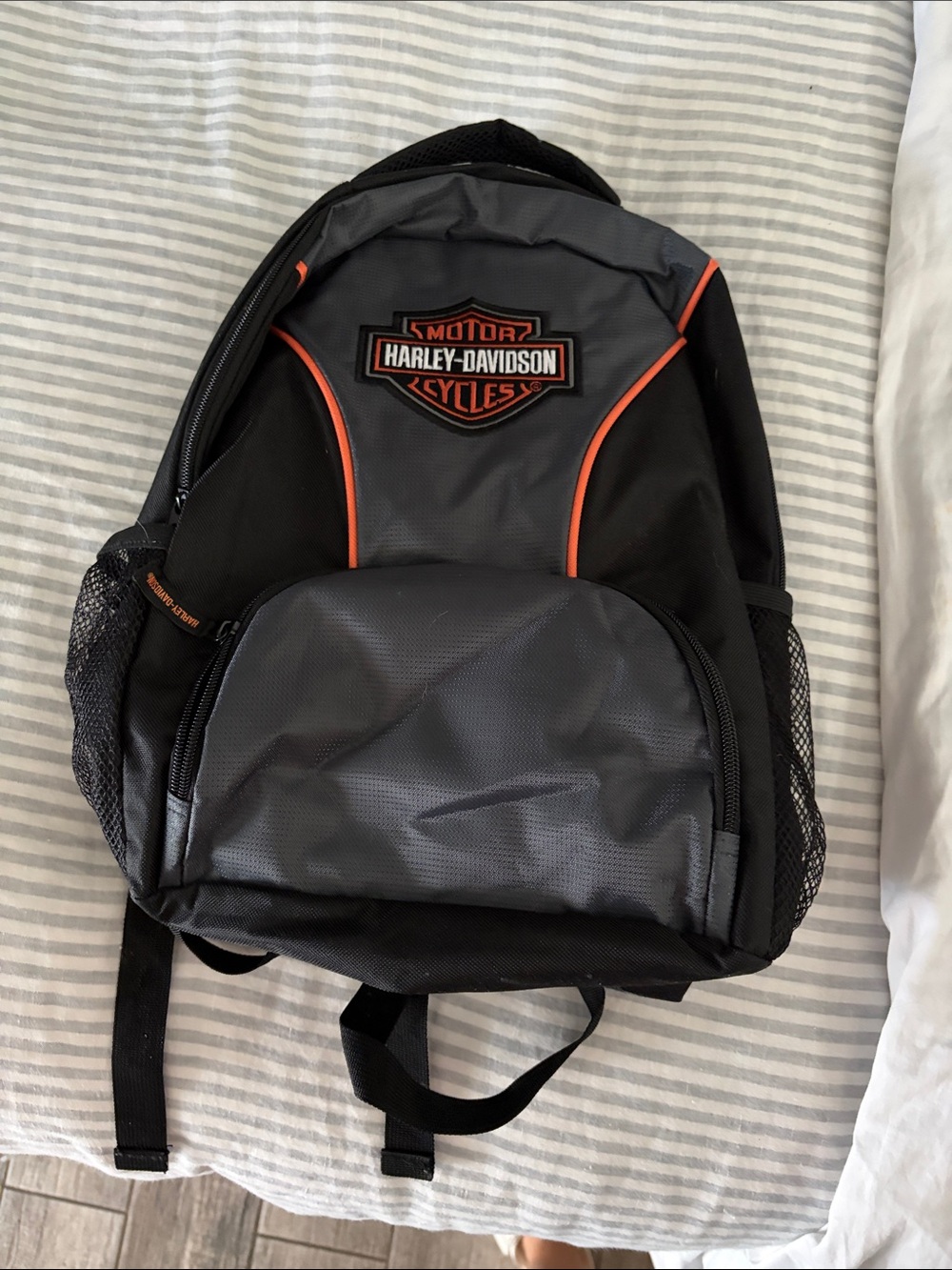Harley-Davidson Black, Gray & Orange Logo Backpack